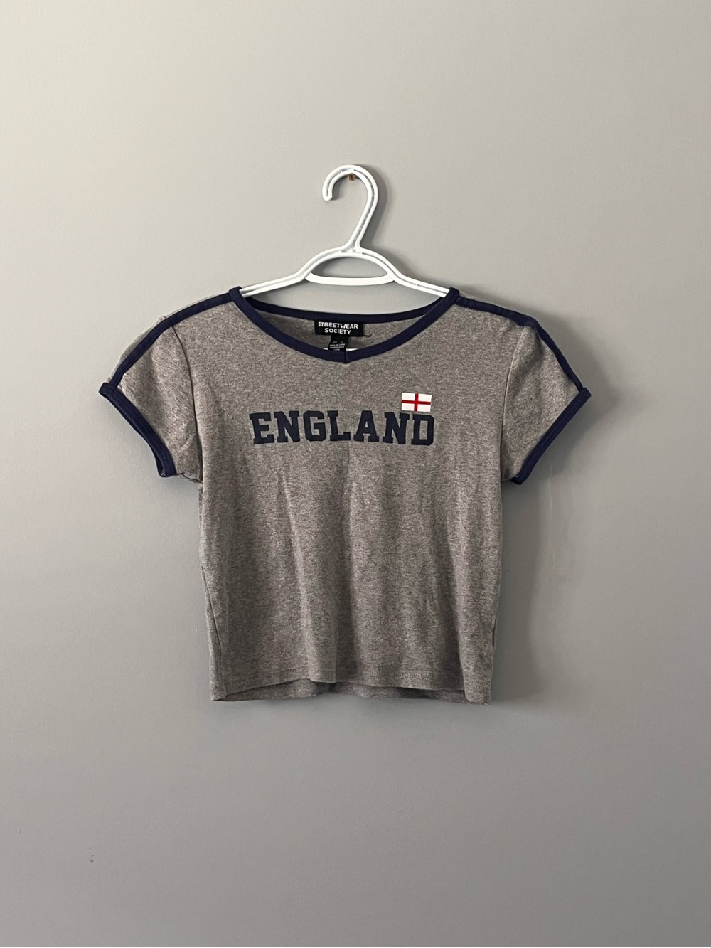 Urban Planet England Baby Tee Streetwear Society - Grey with Navy Trim